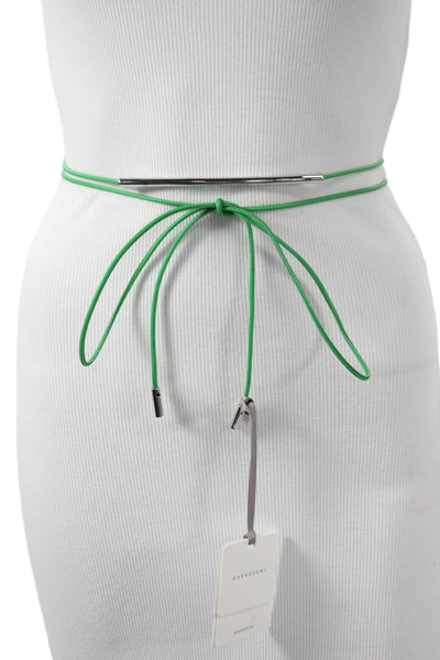 Gavazzeni Italy Womens Leather Tie Up Belt Green Size OS