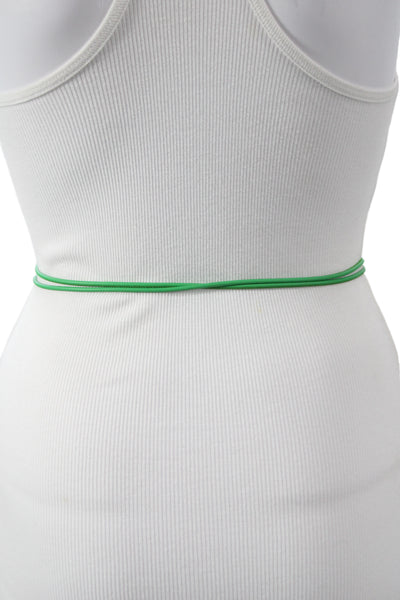 Gavazzeni Italy Womens Leather Tie Up Belt Green Size OS
