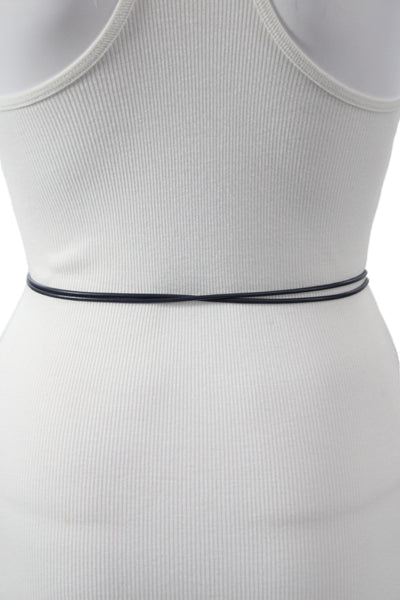 Gavazzeni Italy Womens Leather Tie Up Belt Navy Size OS