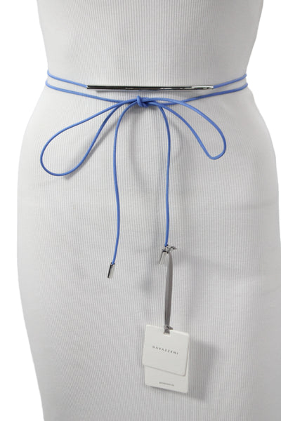 Gavazzeni Italy Womens Leather Tie Up Belt Periwinkle Size OS