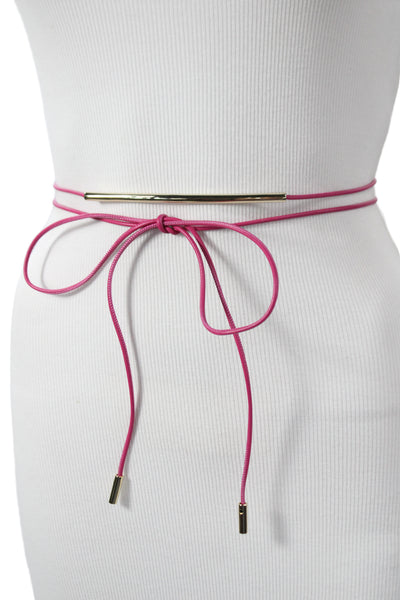 Gavazzeni Italy Womens Leather Tie Up Belt Pink Size OS