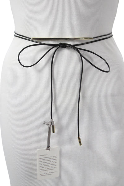 Gavazzeni Italy Womens Leather Tie Up Belt Black Size OS