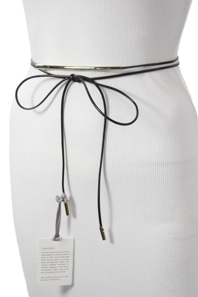 Gavazzeni Italy Womens Leather Tie Up Belt Black Size OS