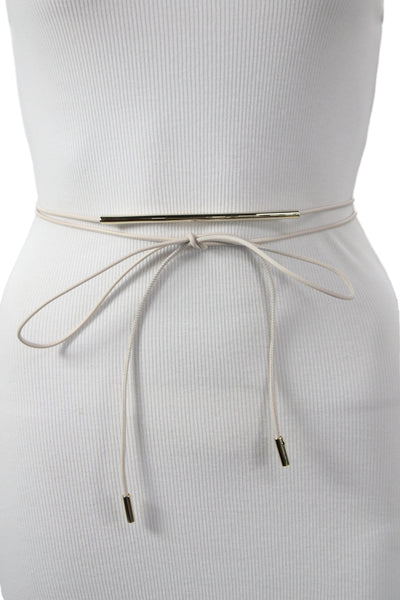 Gavazzeni Italy Womens Leather Tie Up Belt Cream Size OS