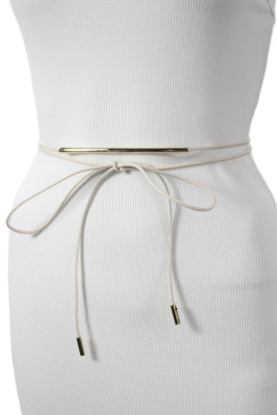 Gavazzeni Italy Womens Leather Tie Up Belt Cream Size OS