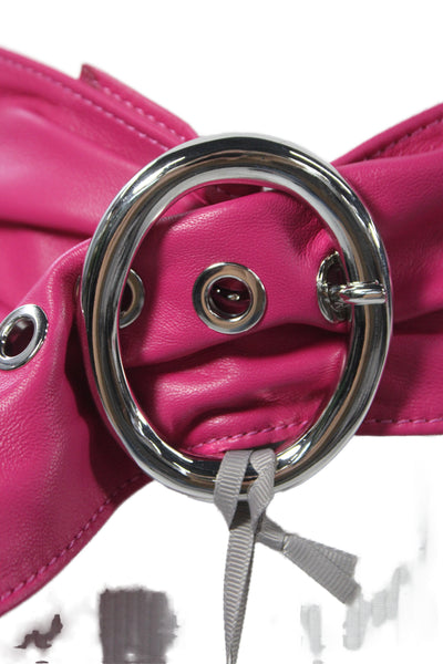 Gavazzeni Italy Womens Solid Leather Wide Waist Belt Fuchsia Size S