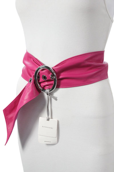Gavazzeni Italy Womens Solid Leather Wide Waist Belt Fuchsia Size S