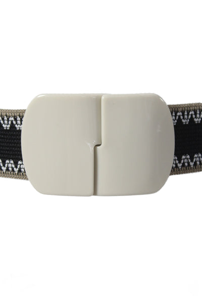 Gavazzeni Italy Womens Stretch Glove Hatch Buckle Belt Beige Size 80