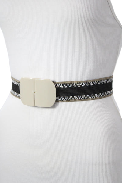 Gavazzeni Italy Womens Stretch Glove Hatch Buckle Belt Beige Size 80