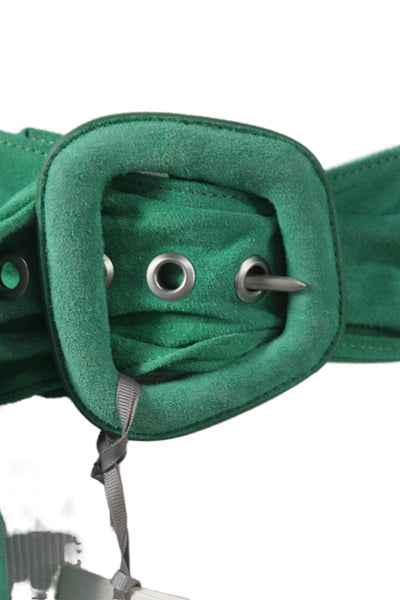 Gavazzeni Italy Womens Solid Suede Wide Waist Belt Green Size 80
