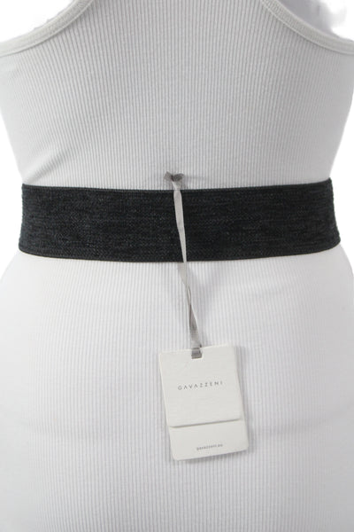 Gavazzeni Italy Womens Stretch Glove Hatch Buckle Belt Black Size 80