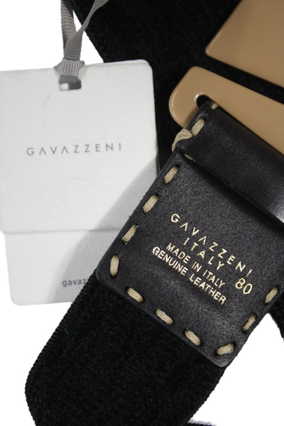 Gavazzeni Italy Womens Stretch Glove Hatch Buckle Belt Black Size 80