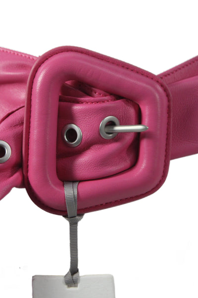 Gavazzeni Italy Womens Solid Leather Wide Waist Belt Pink Size S