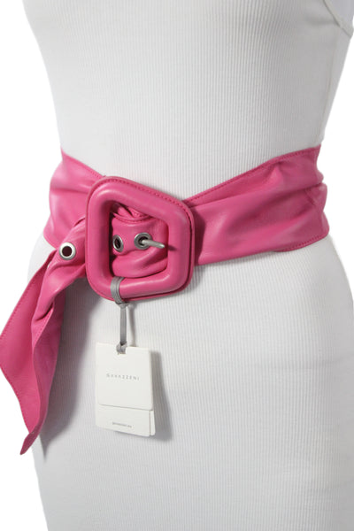 Gavazzeni Italy Womens Solid Leather Wide Waist Belt Pink Size S