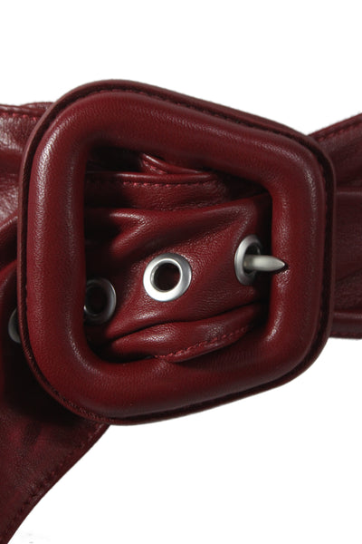 Gavazzeni Italy Womens Solid Leather Wide Waist Belt Red Size 80