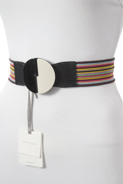 Gavazzeni Italy Womens Stretch Glove Hatch Buckle Belt Multicolor Size S