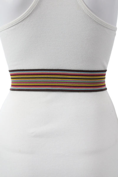 Gavazzeni Italy Womens Stretch Glove Hatch Buckle Belt Multicolor Size S