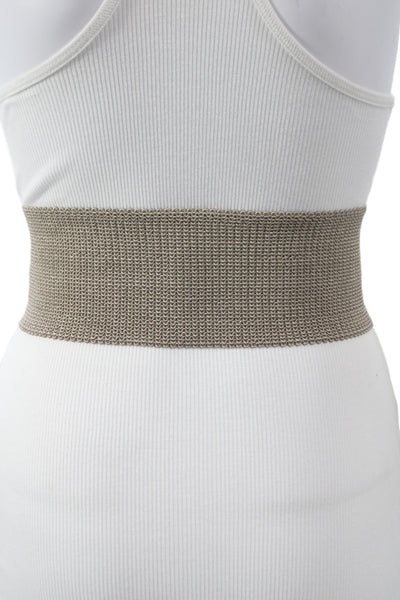Gavazzeni Italy Womens Leather Trim Wide Waist Belt Brown Size 85