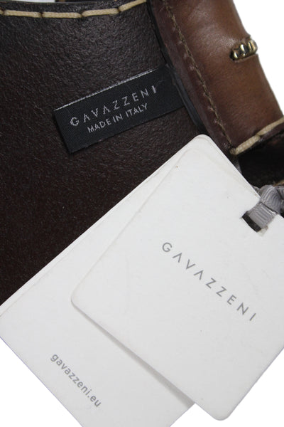 Gavazzeni Italy Womens Leather Trim Wide Waist Belt Brown Size 85