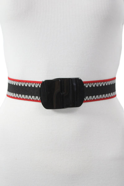 Gavazzeni Italy Womens Stretch Glove Hatch Buckle Belt Black Size S