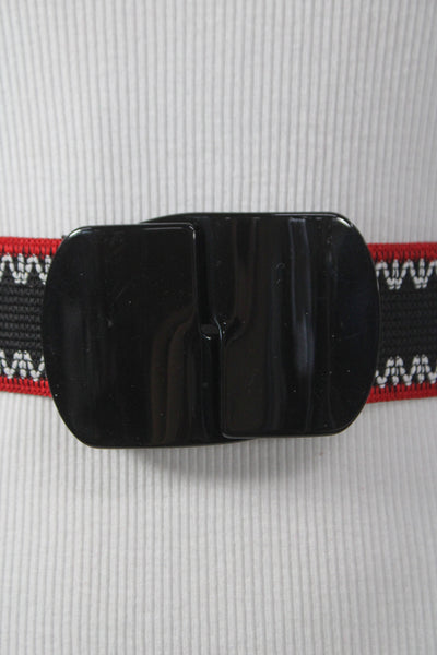 Gavazzeni Italy Womens Stretch Glove Hatch Buckle Belt Black Size S
