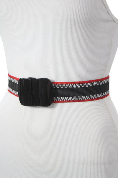 Gavazzeni Italy Womens Stretch Glove Hatch Buckle Belt Black Size S