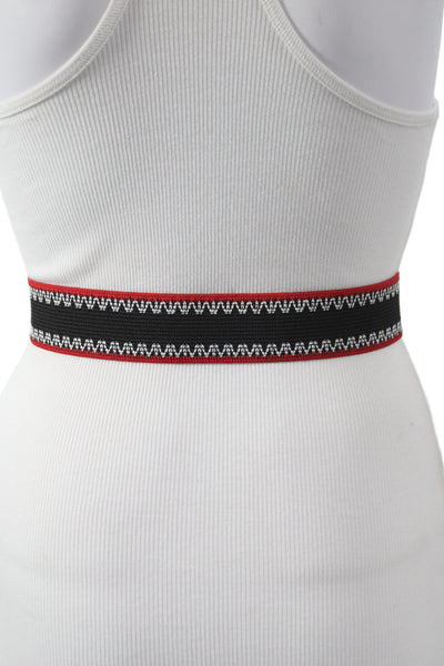 Gavazzeni Italy Womens Stretch Glove Hatch Buckle Belt Black Size S