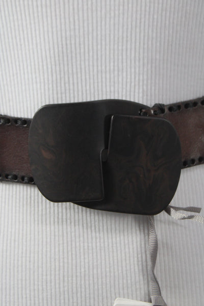 Gavazzeni Italy Womens Two-Toned Glove Hatch Buckle Belt Fuchsia Size 80