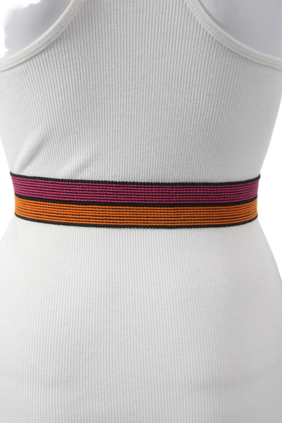 Gavazzeni Italy Womens Two-Toned Glove Hatch Buckle Belt Fuchsia Size 80