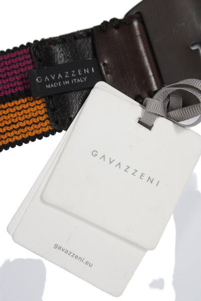 Gavazzeni Italy Womens Two-Toned Glove Hatch Buckle Belt Fuchsia Size 80