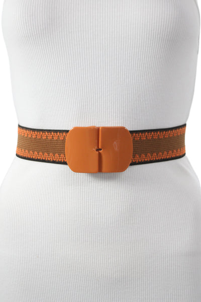 Gavazzeni Italy Womens Stretch Glove Hatch Buckle Belt Orange Size 80