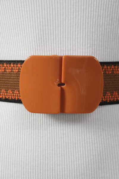 Gavazzeni Italy Womens Stretch Glove Hatch Buckle Belt Orange Size 80