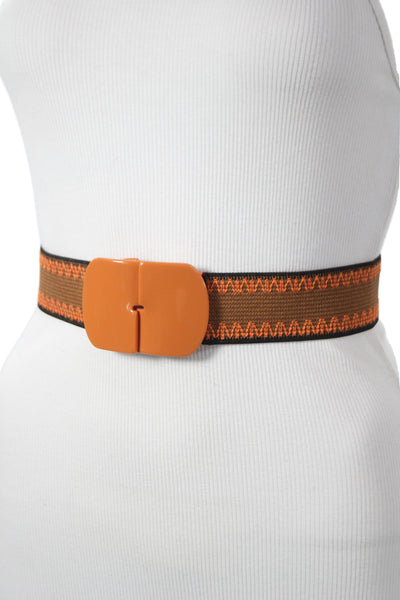 Gavazzeni Italy Womens Stretch Glove Hatch Buckle Belt Orange Size 80
