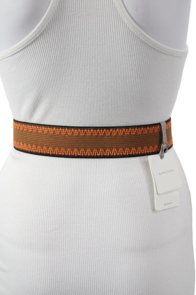 Gavazzeni Italy Womens Stretch Glove Hatch Buckle Belt Orange Size 80