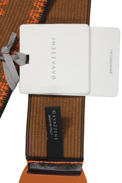Gavazzeni Italy Womens Stretch Glove Hatch Buckle Belt Orange Size 80