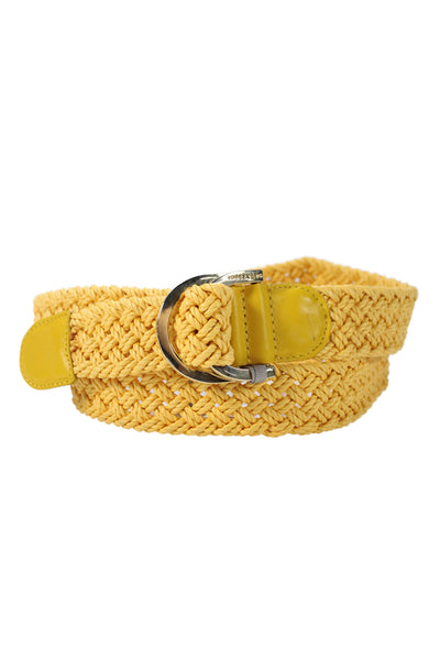 Gavazzeni Italy Womens Woven D Buckle Belt Yellow Size S