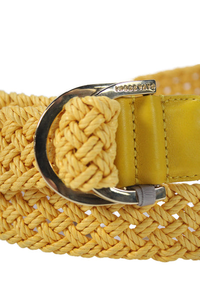 Gavazzeni Italy Womens Woven D Buckle Belt Yellow Size S