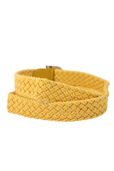 Gavazzeni Italy Womens Woven D Buckle Belt Yellow Size S