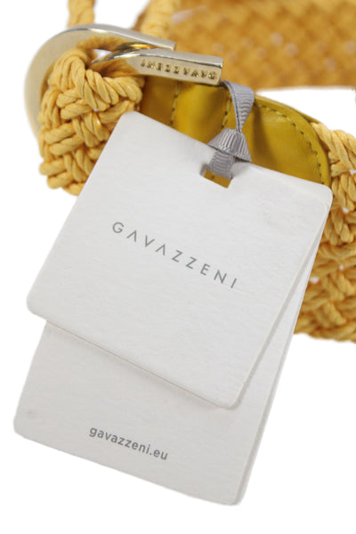 Gavazzeni Italy Womens Woven D Buckle Belt Yellow Size S