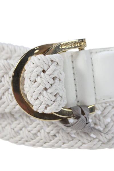 Gavazzeni Italy Womens Woven D Buckle Belt White Size S