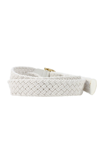 Gavazzeni Italy Womens Woven D Buckle Belt White Size S