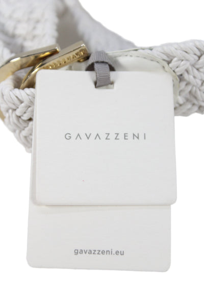 Gavazzeni Italy Womens Woven D Buckle Belt White Size S
