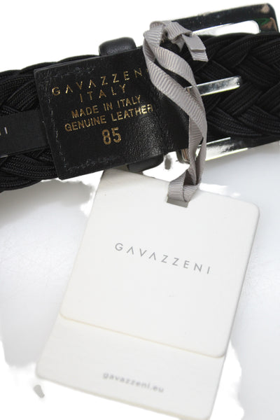 Gavazzeni Italy Womens Metallic Woven Square Buckle Belt Green Size 85