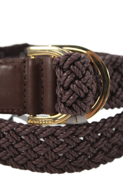 Gavazzeni Italy Womens Woven D Buckle Belt Brown Size S