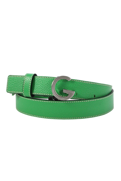 Gavazzeni Italy Womens Leather Skinny Notch Belt Green Size S