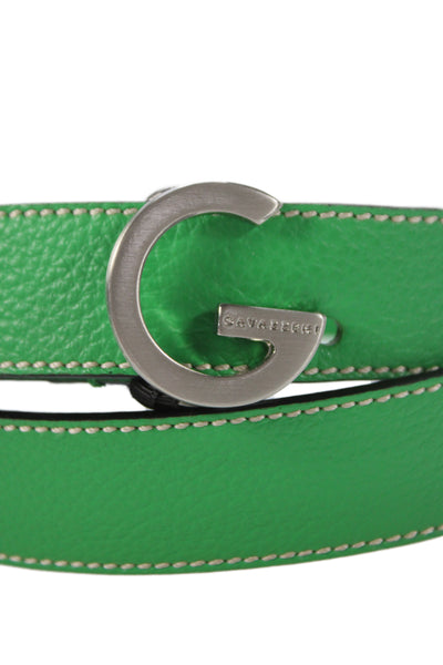 Gavazzeni Italy Womens Leather Skinny Notch Belt Green Size S