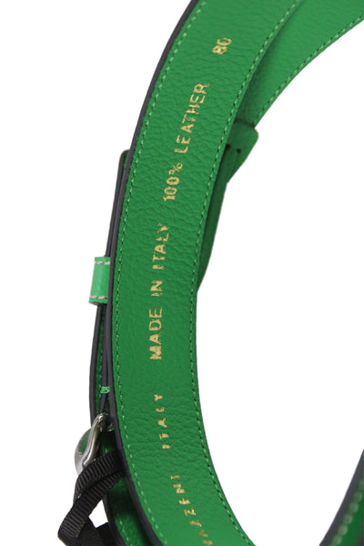 Gavazzeni Italy Womens Leather Skinny Notch Belt Green Size S
