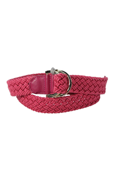 Gavazzeni Italy Womens Woven D Buckle Belt Fuchsia Size S