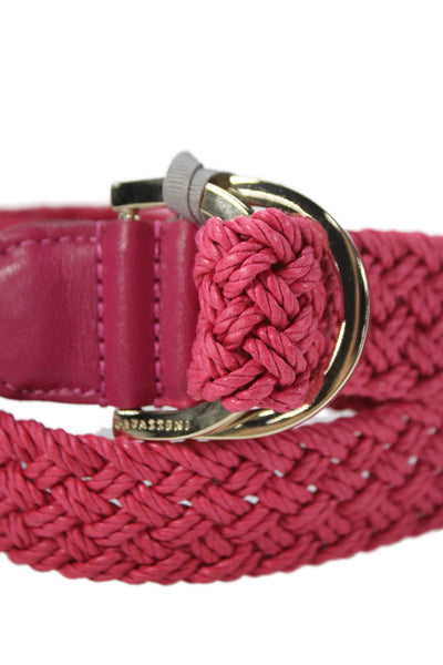 Gavazzeni Italy Womens Woven D Buckle Belt Fuchsia Size S