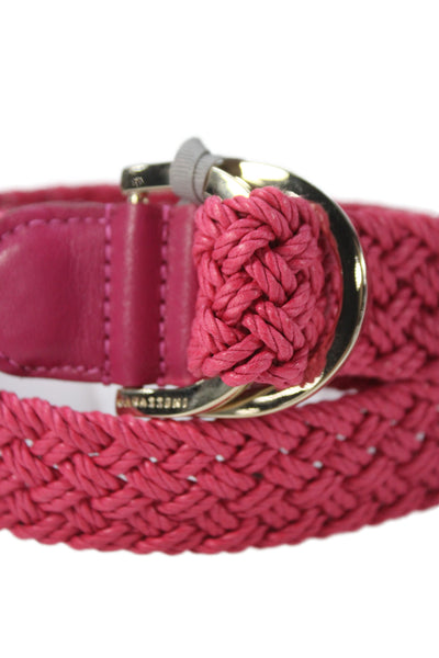 Gavazzeni Italy Womens Woven D Buckle Belt Pink Size S